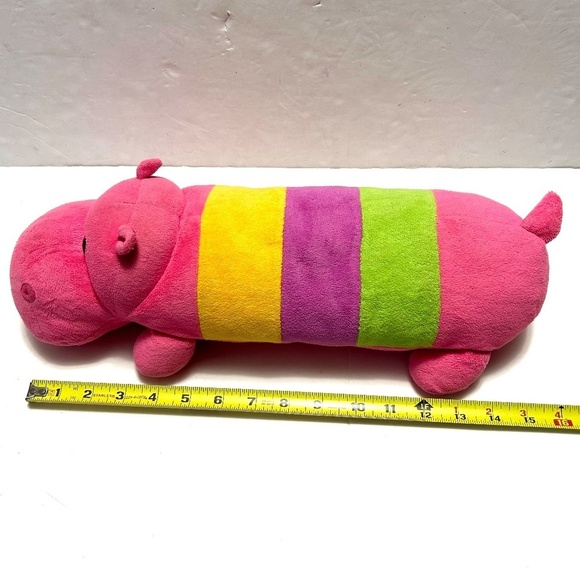 Stuffed Plush Toy Pillow Doll Hippo 16" Kids Girls Boys Animal Rainbow Multicolo - Picture 5 of 8
